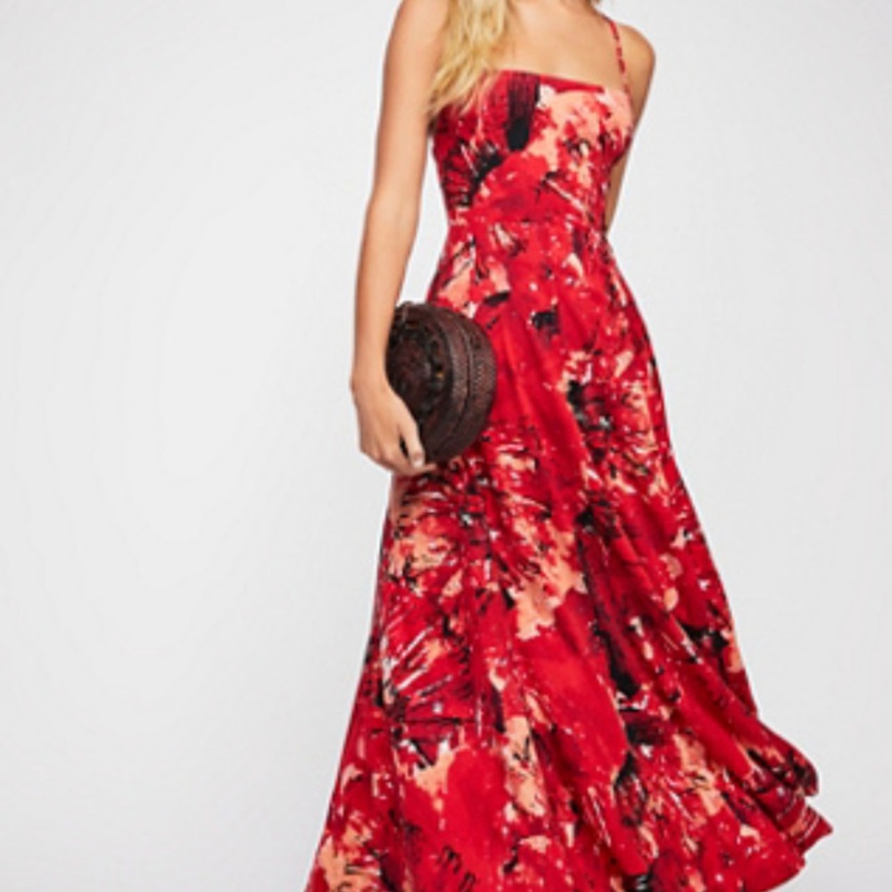 Free People Red Floral Maxi Dress
